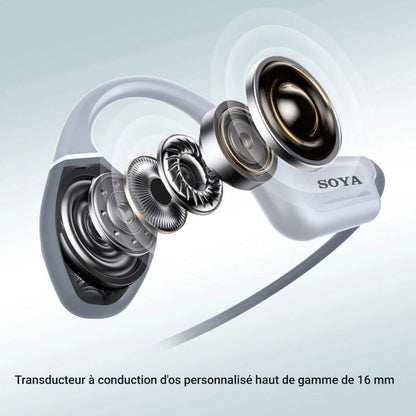 SOYA - Écouteurs Sportifs à Conduction Osseuse avec Annulation du Bruit ENC, Étanche IPX-8, Microphone Sans Fil