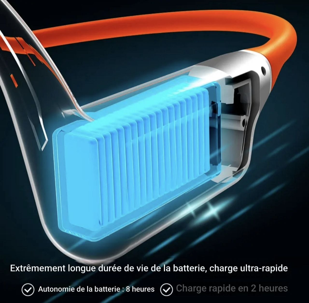 SOYA - Écouteurs sans fil, étanches IPX8, à conduction osseuse, casque de sport avec micro, fixation auriculaire, réduction de bruit ENC, chargement magnétique
