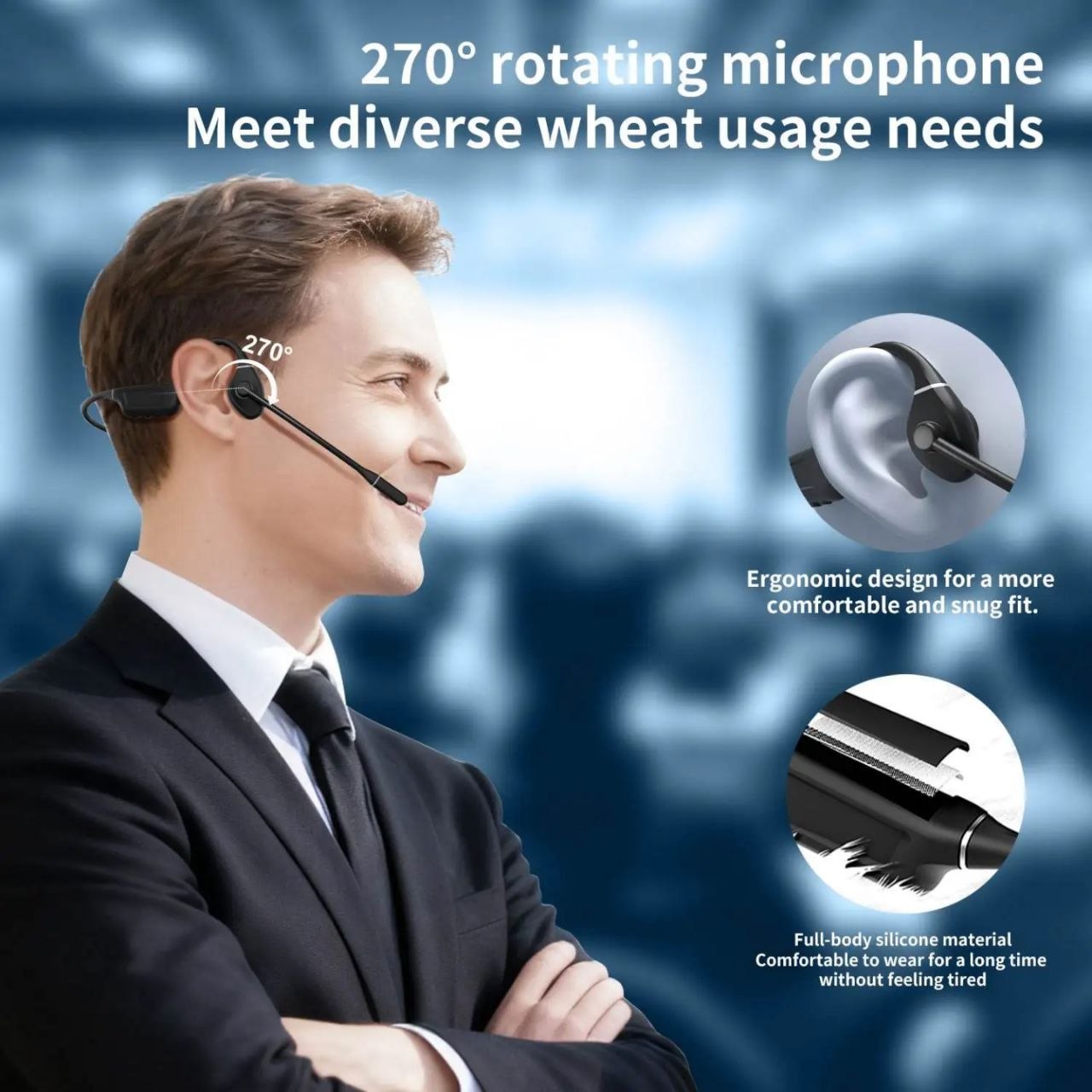 SOYA Casque Écouteur sans Fil Professionnel Bluetooth Stéréo Étanche à Réduction de Bruit avec Microphone