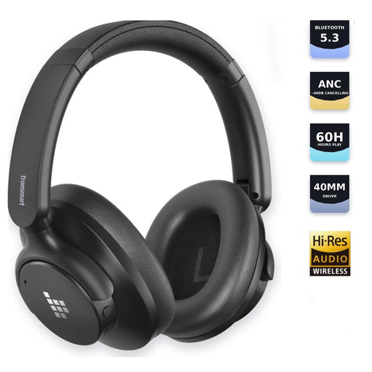 Tronsmart Q20S - Casque ANC hybride + Housse - 60h - Hi-Res Audio - Aux & sans fil