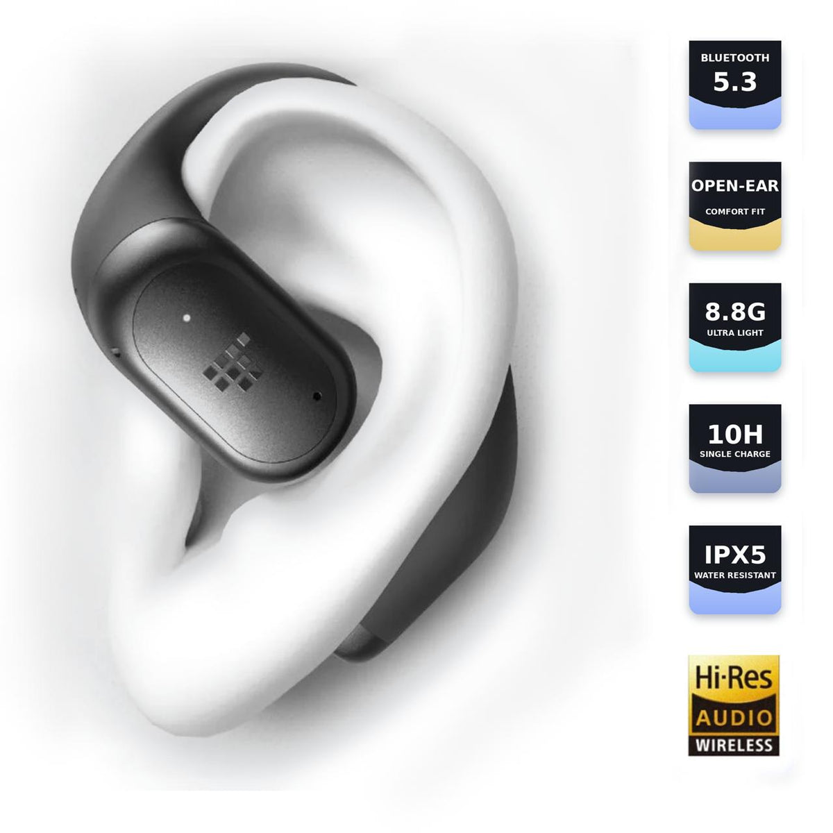 Tronsmart OpenFly 2 Pro - Casque ouvert - 4 micros IA - 10h -  40 heures  - égaliseur - 8,8 g- IPX5