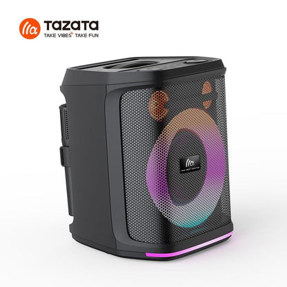 TAZATA PARTY 1200 avec 2 micros - Enceinte Bluetooth extérieure 120 W - Bluetooth 6.0, étanchéité IPX4, batterie 5200 mAh et 10 h d'autonomie