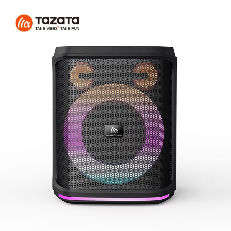 TAZATA PARTY 1200 avec 2 micros - Enceinte Bluetooth extérieure 120 W - Bluetooth 6.0, étanchéité IPX4, batterie 5200 mAh et 10 h d'autonomie
