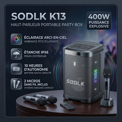 Sodlk K13 Haut-parleur portable 400w Party box avec microphone