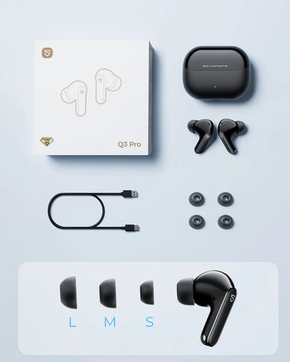 SOUNDPEATS Q3 Pro - Écouteurs Bluetooth 6.0 ANC -38dB - 42h - 13mm - IP55