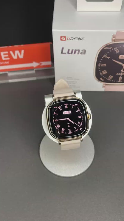 Udfine Montre connectée Luna- Plus de 100 modes sportifs  Résistance à l'eau IP68 - Écran AMOLED de 1,7 pouce avec affichage permanent (AOD) - Alertes d'appels et de messages Bluetooth -