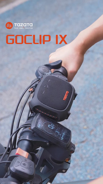 TAZATA GOCLIP IX - Haut-parleur sans fil Bluetooth pour vélo 12 heures de jeu étanche IPX7 clip de longe réglable