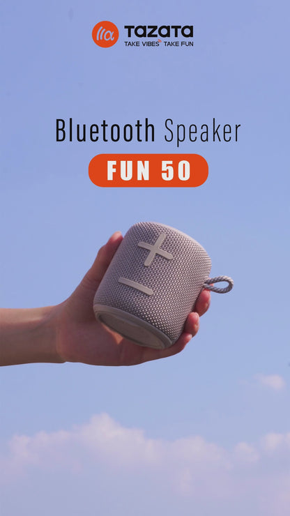 TAZATA FUN 50 - Petit haut-parleur Bluetooth étanche IPX7 avec autonomie étendue de 4 à 20 heures
