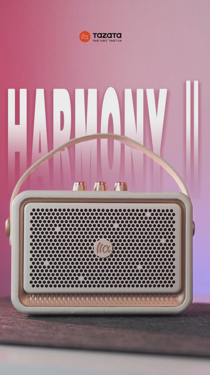 TAZATA HARMONY II - Haut-parleur de karaoké sans fil : ports micro et USB intégrés, bass boost, durée d'exécution 10H