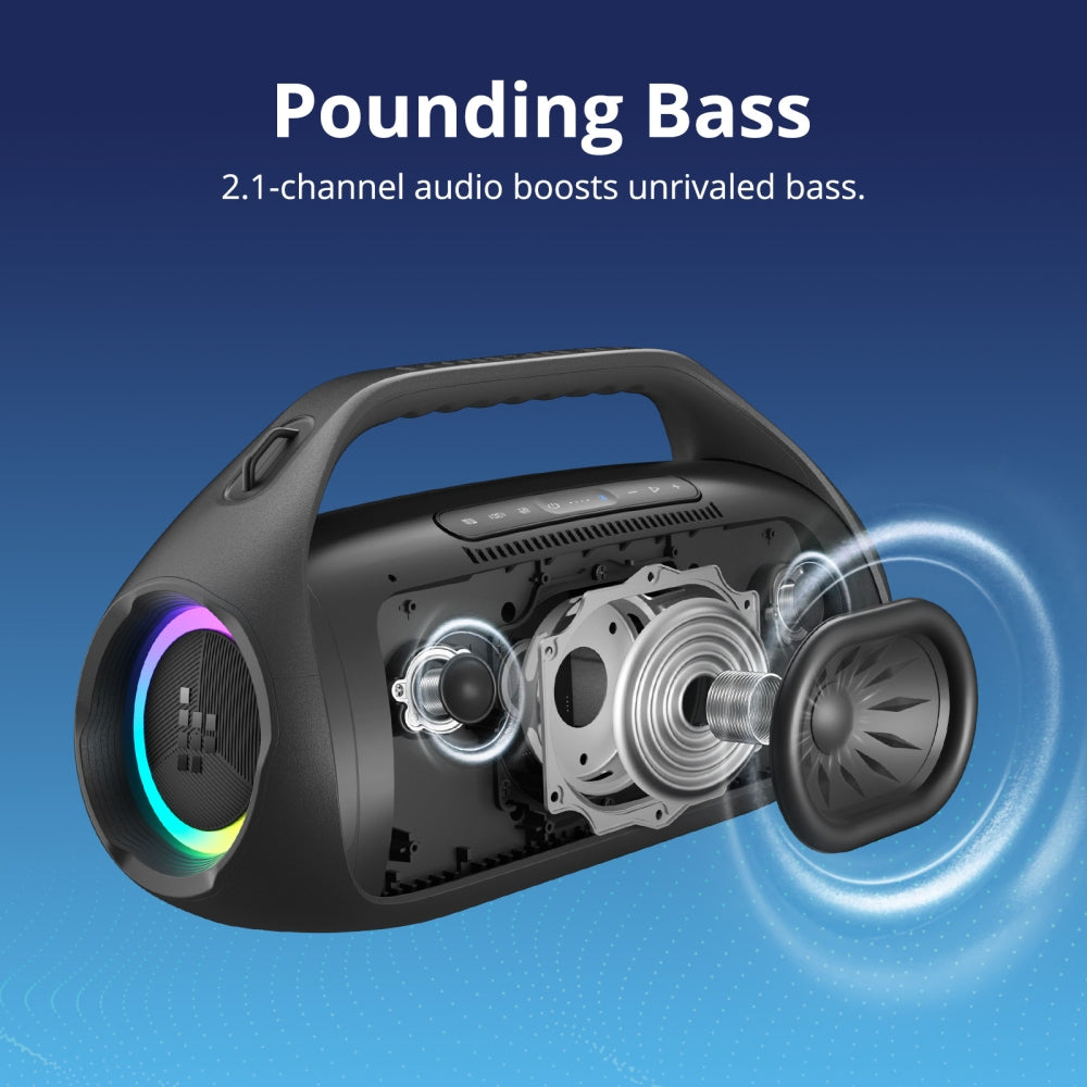Tronsmart Bang 2 Enceinte de fête extérieure - 90 W de Pure Boom  - 26 heures d'autonomie - étancheité IPX6- application pour personnaliser l'égaliseur et synchroniser - 3 modes d'éclairage -  2,63 kg