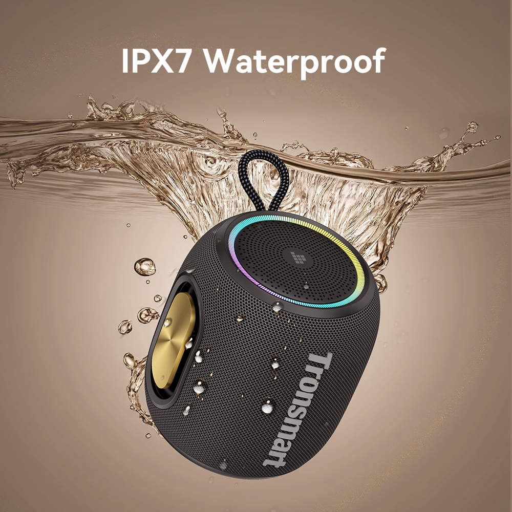 Tronsmart T8 mini  Enceinte d'extérieur portable - 16 Watt- Son équilibré à 360° - 20 heures d'autonomie de batterie -  microphone intégré - étanchéité IPX7 - couplage TWS -