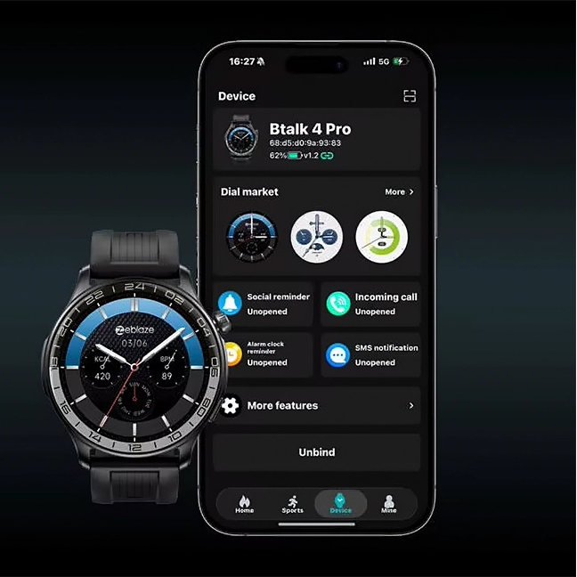 ZEBLAZE BTALK 4 PRO - Écran tactile AMOLED - IP68 - Jusqu'à 14 jours/ 21 jours - 22 mm - 2 bracelets