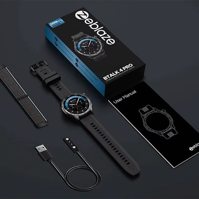 ZEBLAZE BTALK 4 PRO - Écran tactile AMOLED - IP68 - Jusqu'à 14 jours/ 21 jours - 22 mm - 2 bracelets