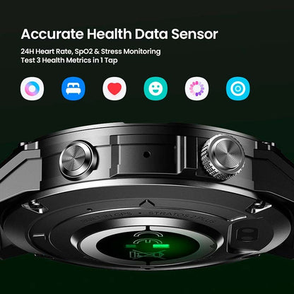Zeblaze Stratos 2 Plus - Montre connectée GPS, 27j batterie, 1000 nits, Acier inoxydable
